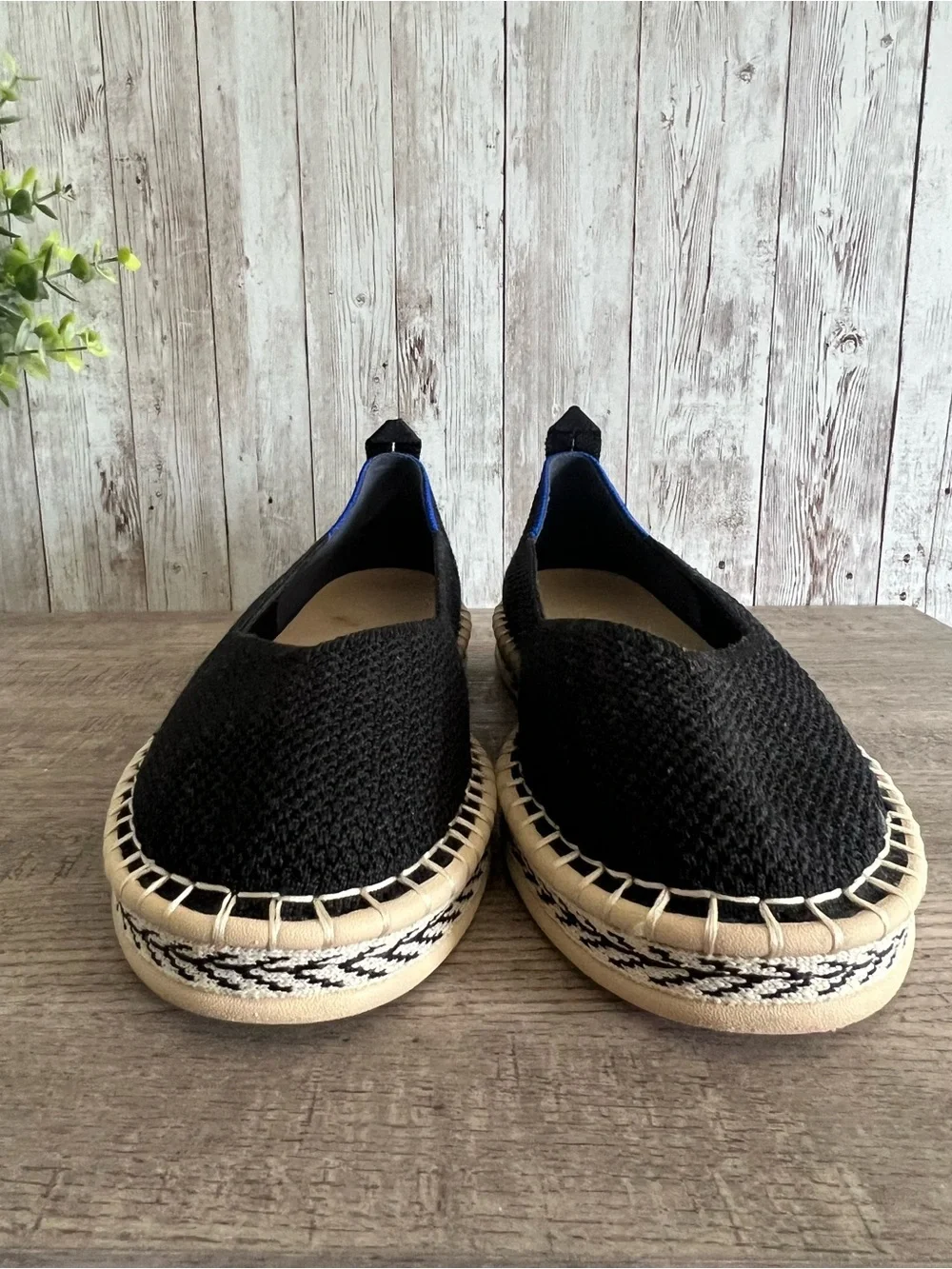 Rothy's Black Knit Espadrille Flats Woven Womens Size 7
